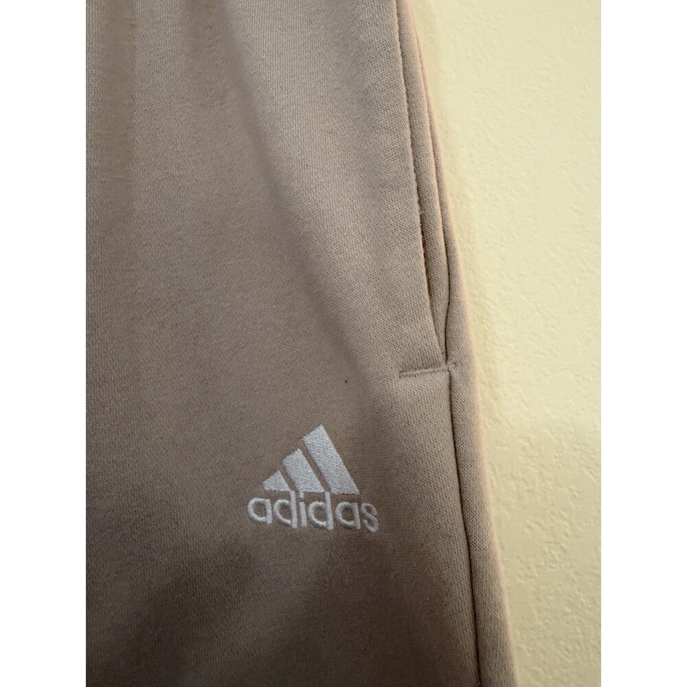 Adidas Men's XL Beige Tracksuit Set Jacket & Joggers Cotton Blend Zip Logo - Picture 8 of 9